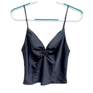 Satin dark harbor blue crop top